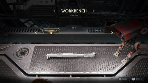 Workbench menu Star War Jedi Survivors