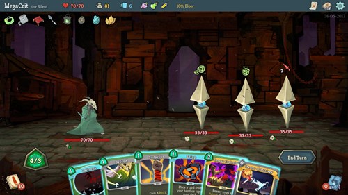 A battle in Slay the Spire