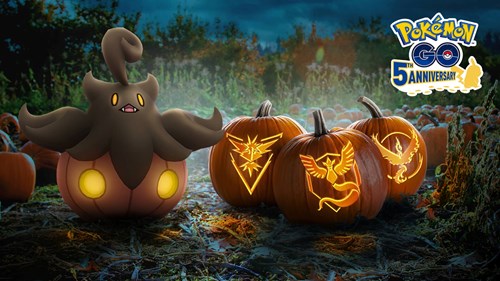 Pokemon GO Halloween event cover art featuring Pumpkaboo