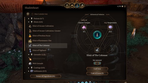 Crafting an elixir in Baldur's Gate 3