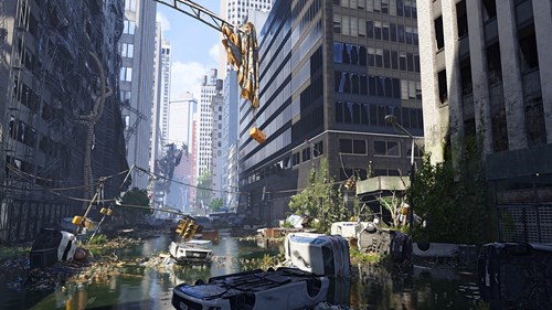 Key art showing a flooded and worn down street in The Division 2