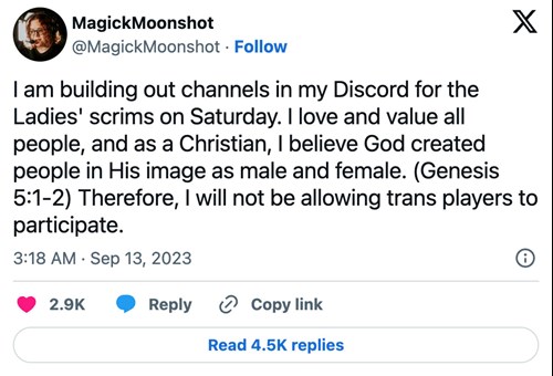 MagickMoonshot anti-trans Halo rant