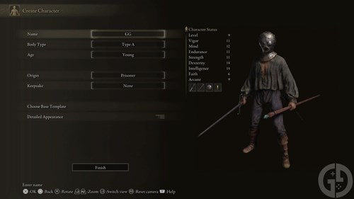 The Prisoner class's stats in Elden Ring