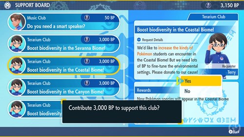 The Terarium Club "Boost Diversity" quest to get Bulbasaur in Pokemon Scarlet & Violet's Indigo Disk DLC