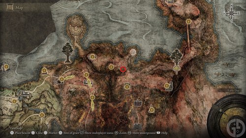 The Caelid North (Dragonbarrow) map fragment in Elden Ring