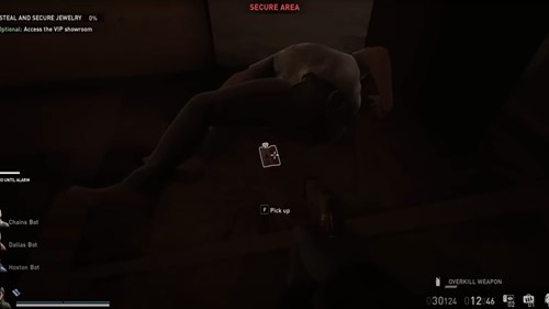 A red keycard on a dead security guard's body in PAYDAY 3