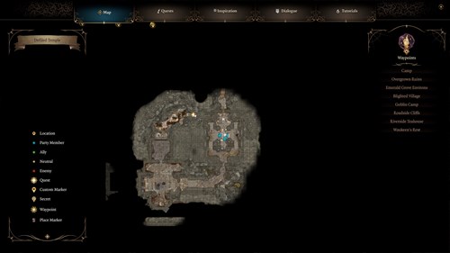 Image showing you the map location to reach the Underdark in Baldur's Gate 3