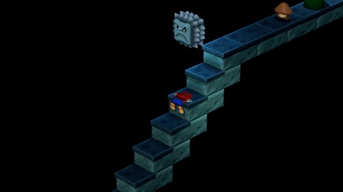 A squashed Mario in Super Mario RPG.