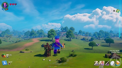 The player flying in LEGO Fortnite's sandbox mode