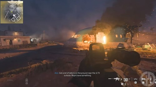 A burning plane from the MW3 campaign