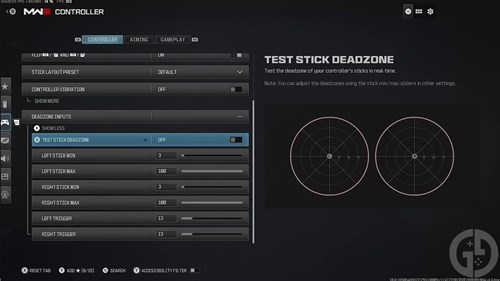 Deadzone settings in Modern Warfare 3