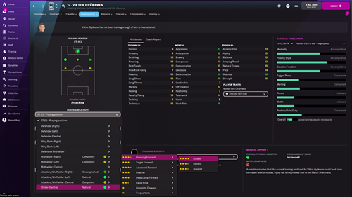 FM22 Training Player Position