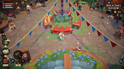 Fae Farm screenshot showing a town square