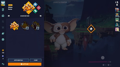 Gizmo's perk list in MultiVersus.