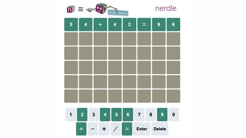 Screenshot showing a past win for Nerdle on the board