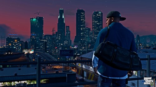 The skyline of Los Santos in GTA V.