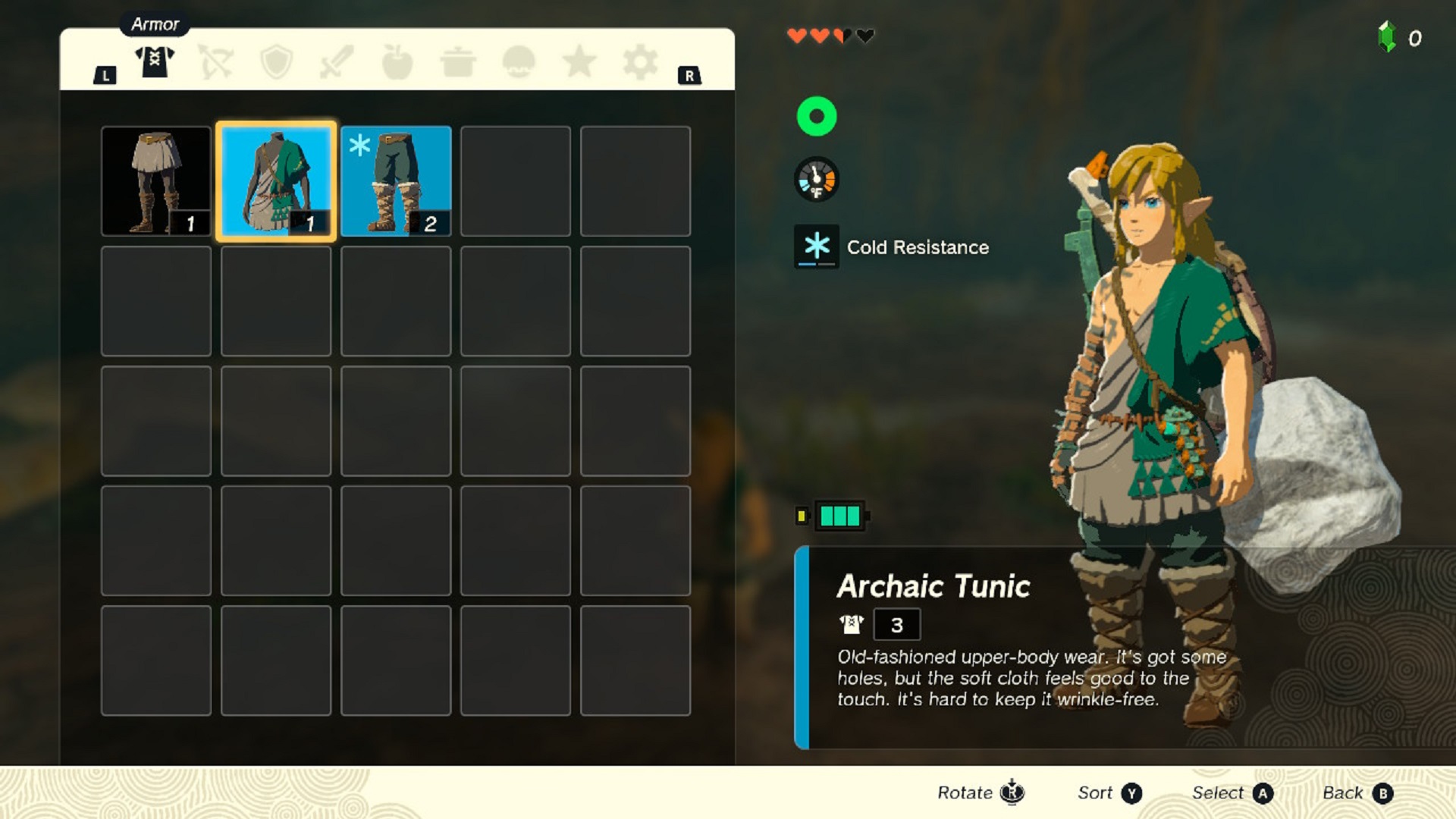 Link quipping armour in Zelda Tears of the Kingdom