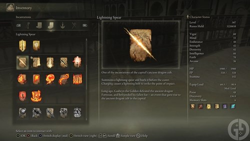 Lightning Spear Incantation in Elden Ring