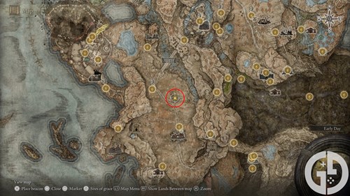 Map showing the Deflecting Hardtear location in Elden Ring Shadow of the Erdtree