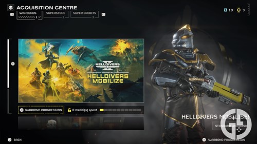The Warbonds menu in Helldivers 2