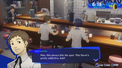 A scene of the Kenji Tomochika social link in Persona 3 Reload