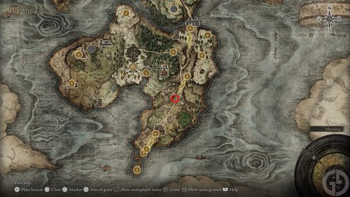 The Weeping Peninsula map fragment in Elden Ring