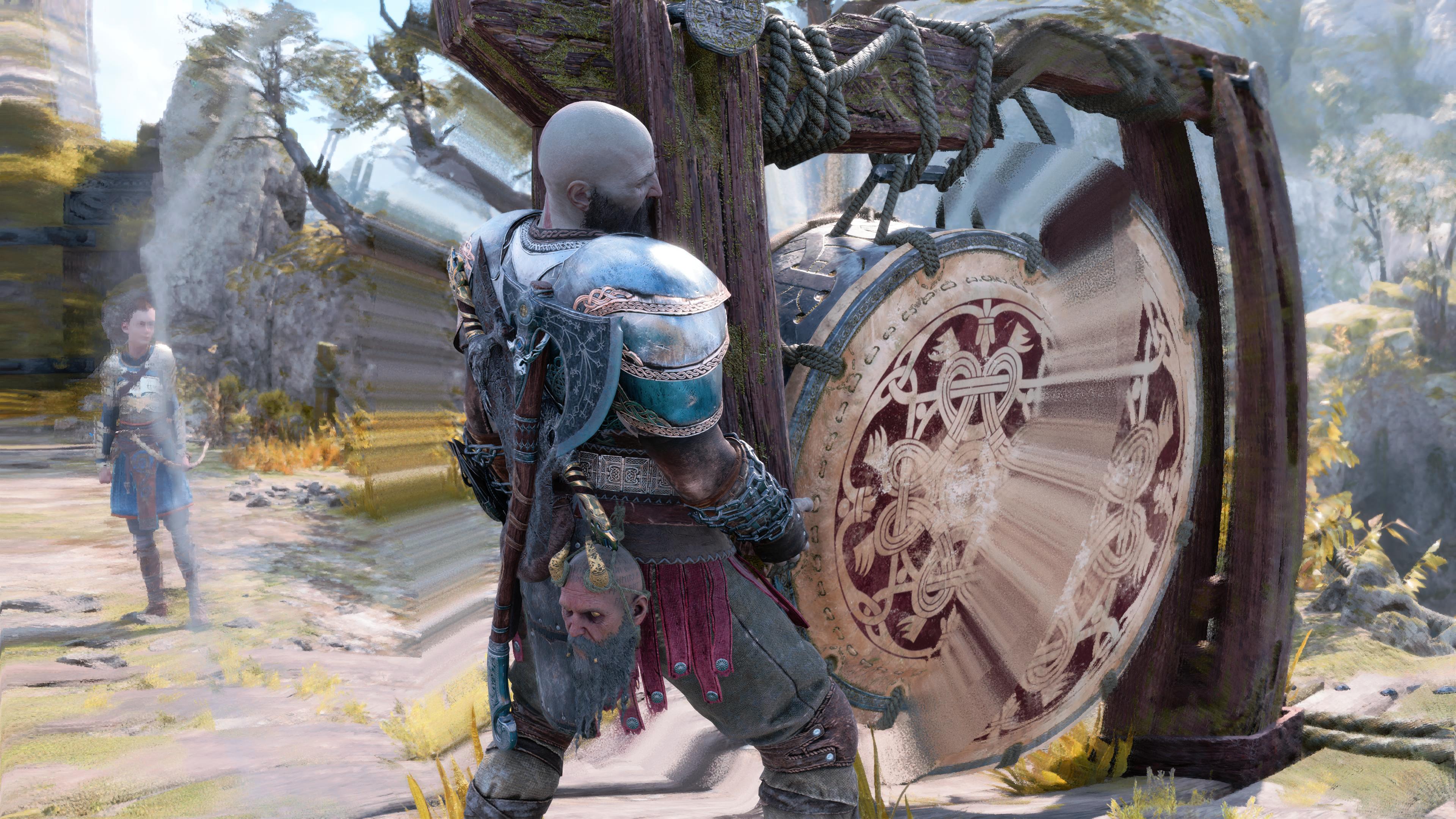 Kratos playing a drum