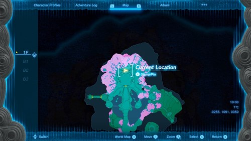 Screenshot of the Champion's Leathers map location in Zelda: Tears of the Kingdom