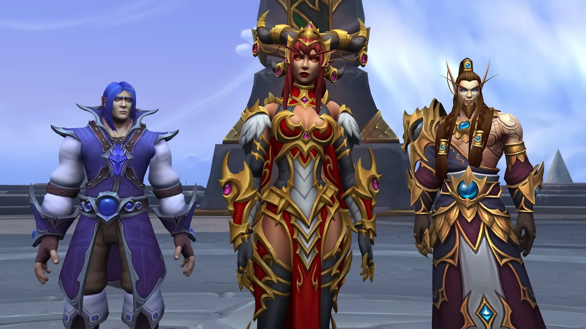 Kalecgos, Alexstrasza and Nozdormu stood together in World of Warcraft