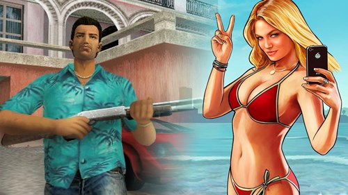 GTA Vice City and GTA V artwork