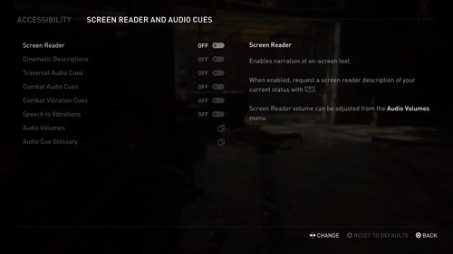 The Last of Us Part 1 Screen Reader and Audio Cues