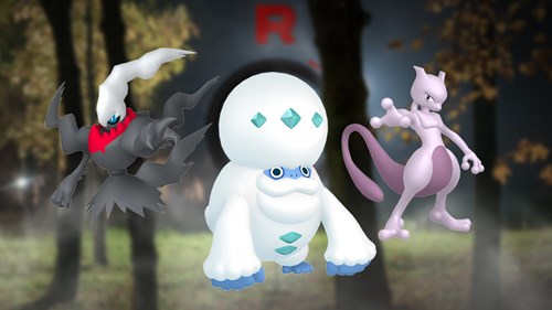 Darkrai, Galarian Darmanitan, and Mewtwo in Pokemon GO