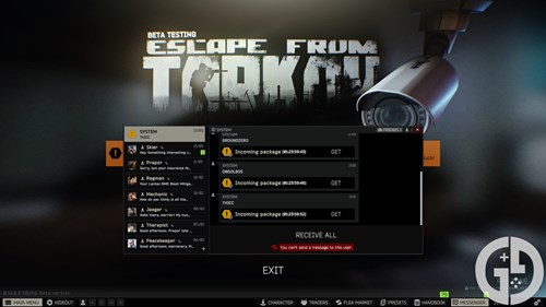 Image of the rewards messages from using codes in Escape from Tarkov