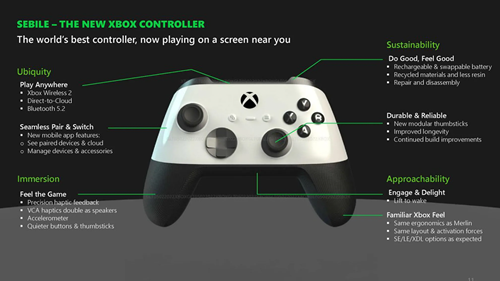 Our first look at the new Xbox Sebile controller.