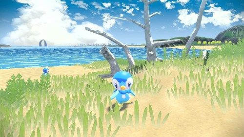 Pokemon Legends Arceus Pokedex: Piplup on the beach