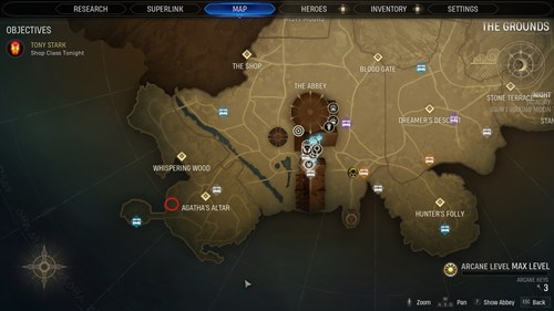 Midnight Suns Tarot Card Locations: The Wheel of Fortune map