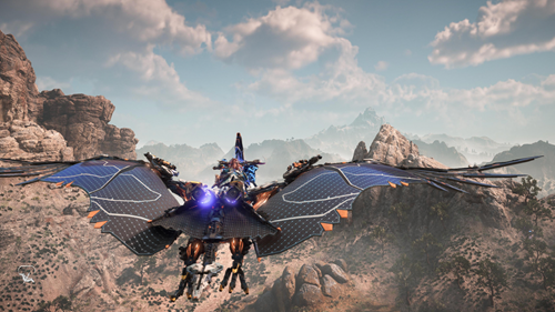 Aloy in flight in Horizon Forbidden West.