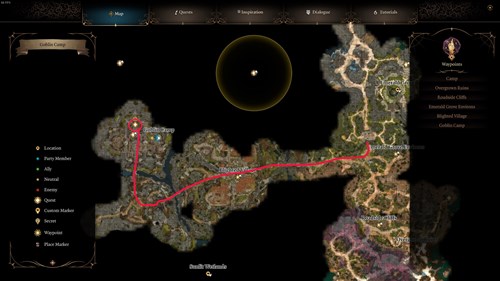 an image showing how to get to the Shattered Sanctum in the Goblin Camp to find Halsin in Baldur's Gate 3