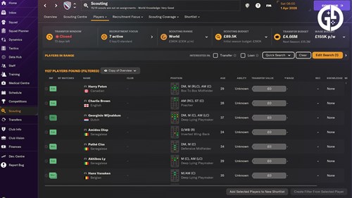 FM24 Free Agent search screen